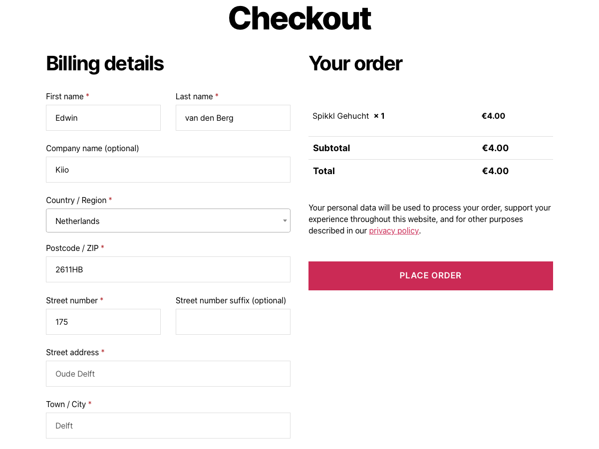 Screenshot Spikkl Woocommerce plugin